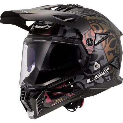 LS2 MX702 Pioneer II Rangi – Casco trail/adventure de moto negro, ECE 22.06