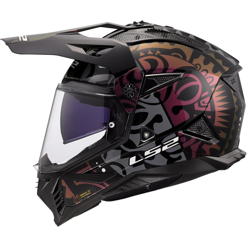 LS2 MX702 Pioneer II Rangi – Casco trail/adventure de moto negro, ECE 22.06