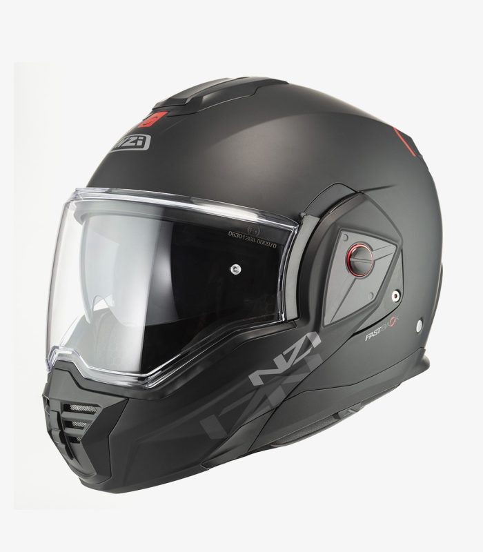NZI Fastback Duo Solid – Casco modular de moto negro mate, ECE 22.06