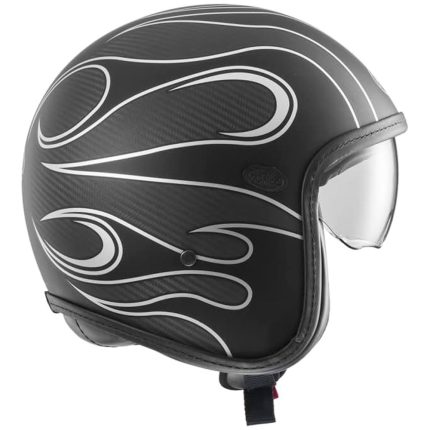 Premier Vintage Platinum Carbon FR – Casco jet de moto negro / plata, ECE 22.06