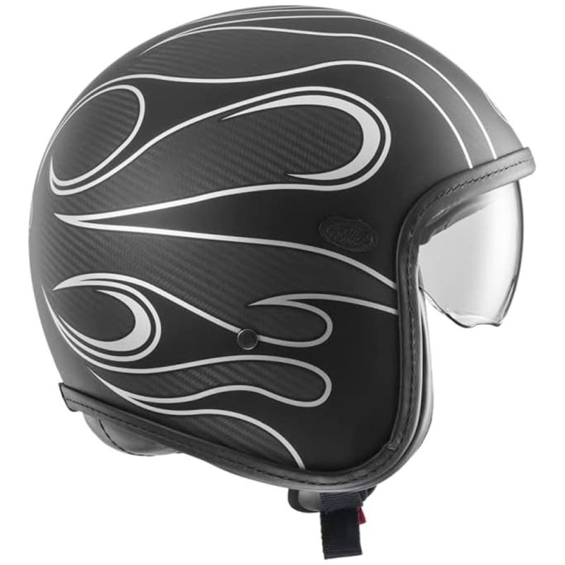 Premier Vintage Platinum Carbon FR – Casco jet de moto negro / plata, ECE 22.06