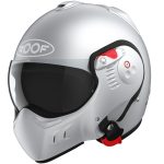 Roof Boxer Alpha – Casco modular de moto plata mate / blanco, ECE 22.06