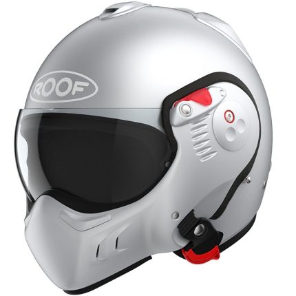 Roof Boxer Alpha – Casco modular de moto plata mate / blanco, ECE 22.06