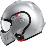 Roof Boxer Alpha – Casco modular de moto plata mate / blanco, ECE 22.06