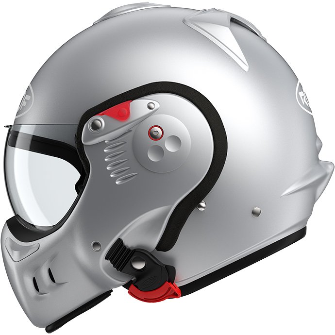 Roof Boxer Alpha – Casco modular de moto plata mate / blanco, ECE 22.06