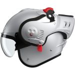 Roof Boxer Alpha – Casco modular de moto plata mate / blanco, ECE 22.06