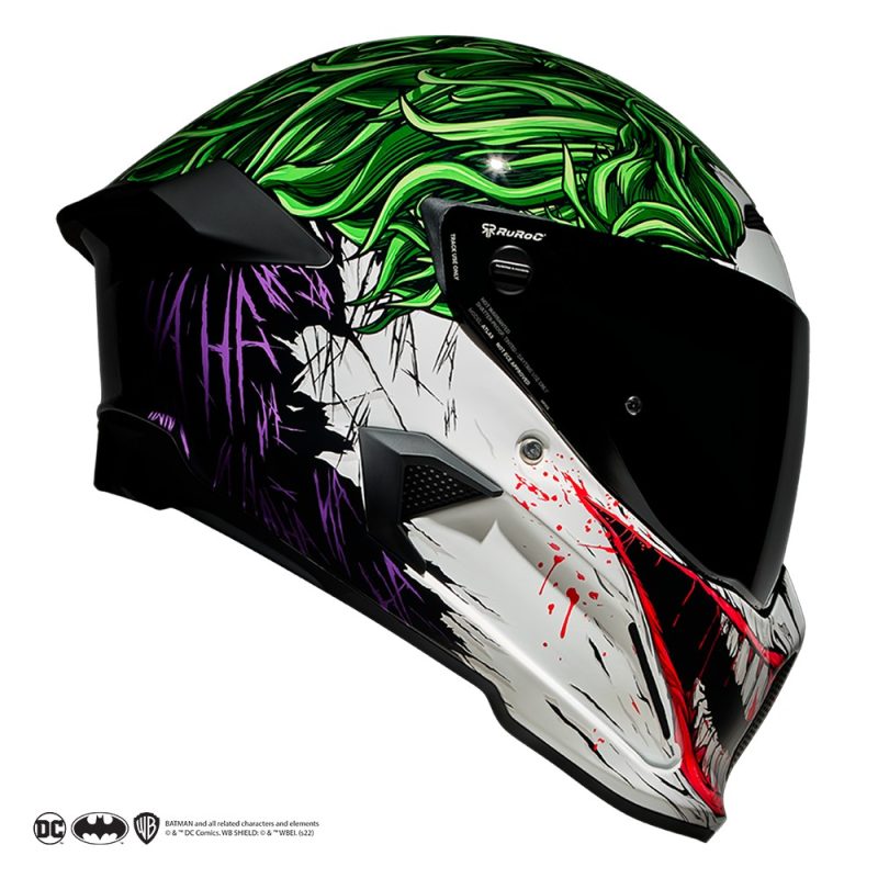 Ruroc Atlas 4.0 Carbon The Joker – Casco integral de moto blanco / verde / negro, ECE 22.06