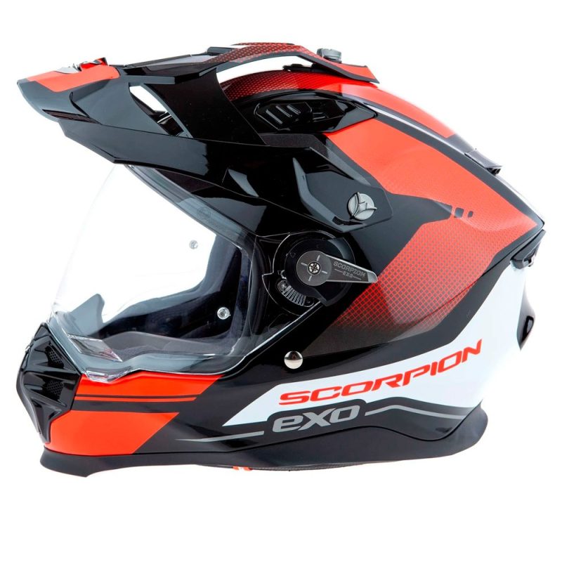Scorpion ADF-9000 Air Trail – Casco integral de moto negro / rojo, ECE 22.06