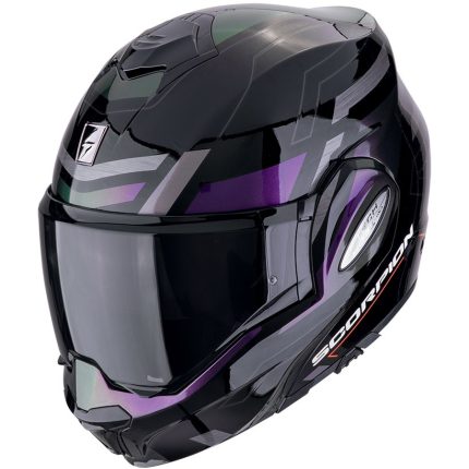 Scorpion Exo-Tech Evo Conquer – Casco modular de moto negro / chameleon, ECE 22.06