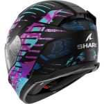 Shark D-Skwal 3 Reptaia – Casco integral de moto negro / verde azulado, ECE 22.06