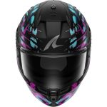 Shark D-Skwal 3 Reptaia – Casco integral de moto negro / verde azulado, ECE 22.06
