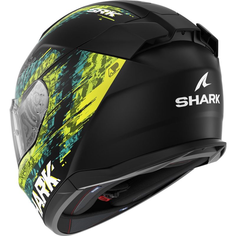 Shark D-Skwal 3 Speed-Vib – Casco integral de moto negro / verde / azul, ECE 22.06