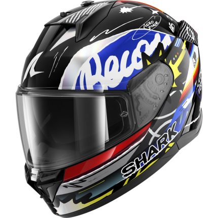 Shark D-Skwal 3 Streetrush – Casco integral de moto negro / azul / cromo, ECE 22.06