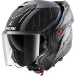 Shark Oxo Rydger – Casco modular de moto antracita mate / azul / negro, ECE 22.06
