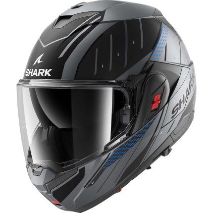 Shark Oxo Rydger – Casco modular de moto antracita mate / azul / negro, ECE 22.06