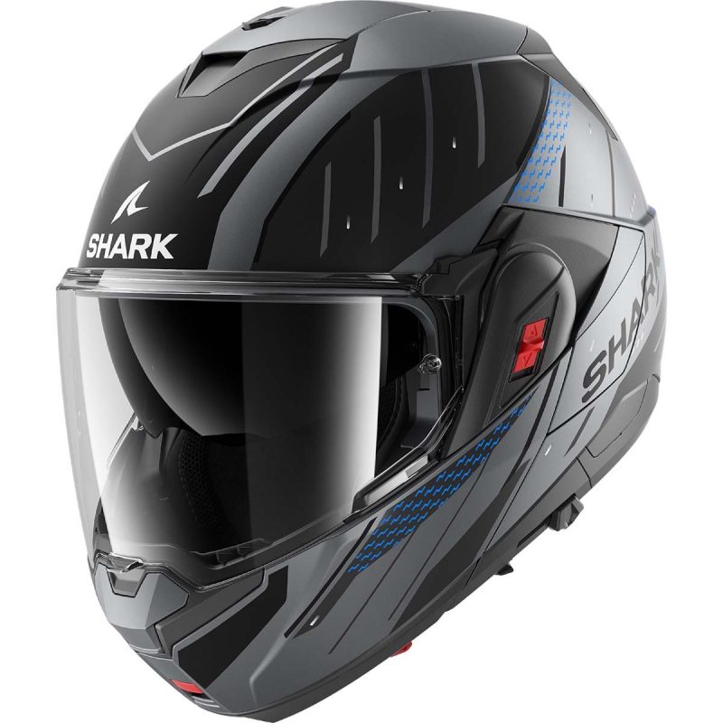 Shark Oxo Rydger – Casco modular de moto antracita mate / azul / negro, ECE 22.06