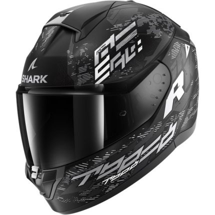 Shark Ridill 2 Molokai – Casco integral de moto negro / blanco / plata, ECE 22.06