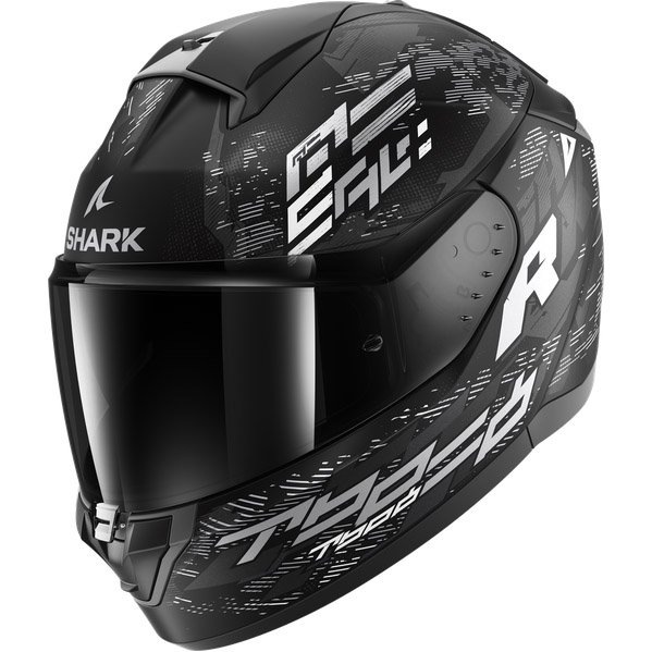 Shark Ridill 2 Molokai – Casco integral de moto negro / blanco / plata, ECE 22.06