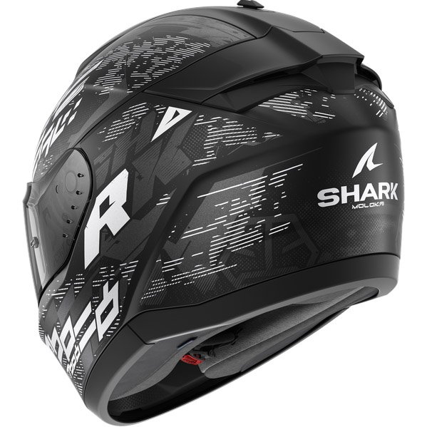 Shark Ridill 2 Molokai – Casco integral de moto negro / blanco / plata, ECE 22.06