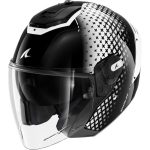 Shark RS Jet Stride – Casco jet de moto negro / blanco, ECE 22.06
