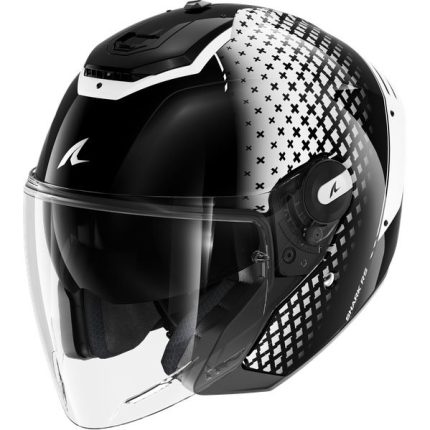 Shark RS Jet Stride – Casco jet de moto negro / blanco, ECE 22.06
