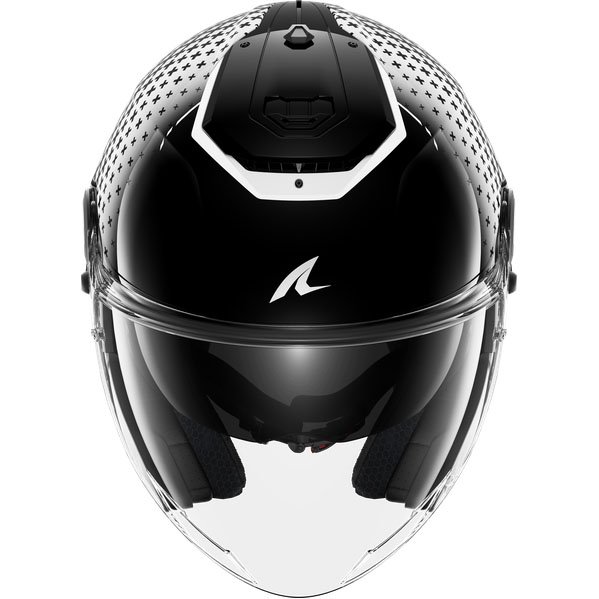 Shark RS Jet Stride – Casco jet de moto negro / blanco, ECE 22.06