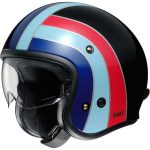 Shoei J.O Nostalgia TC-10 – Casco jet de moto negro, azul y rojo